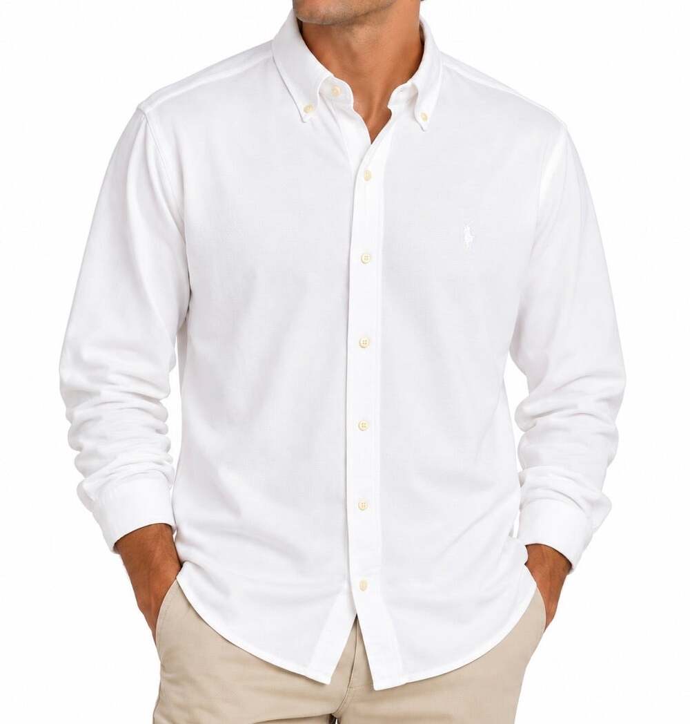 Polo Ralph Lauren White Knit Oxford Button Down Shirt Cotton Men’s Size XL